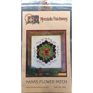Nanas Flower Patch Quilt Pattern Mountain Patchwork Framed Art Piece 14"x14" Hom